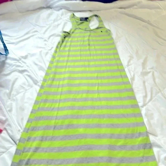 Polo Ralph Lauren Dresses & Skirts - Polo Ralph Lauren green/ gray sleeveless maxi dress size Large